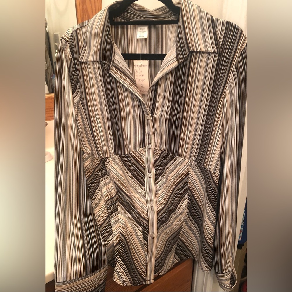 Dress Barn XL striped button down shirt NWT